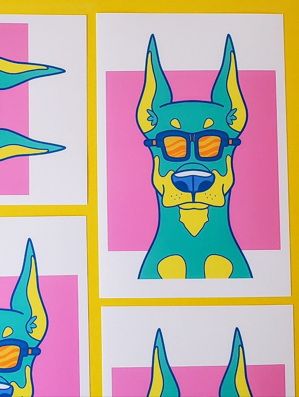 Pop Art Doberman Pinscher with Sunglasses 4×6 Small Art Print By Mattoodles